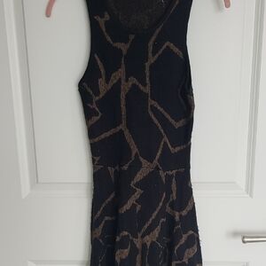 Ronny Kobo Collection Asymmetrical Green and Black Sheath Dress